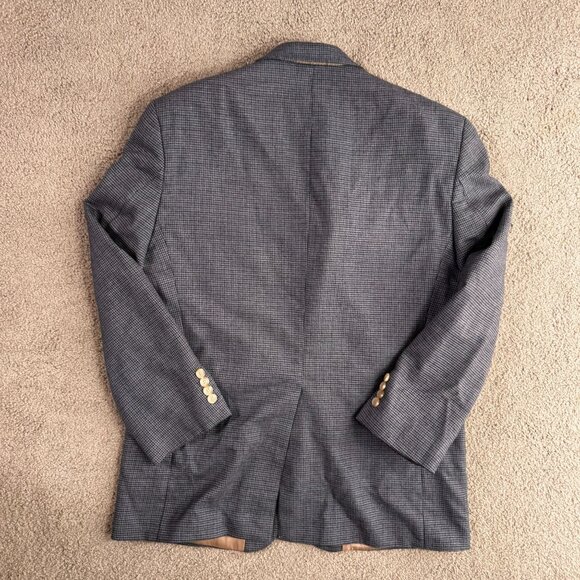 Ralph Lauren Mens Houndstooth Blazer‎ 40R Wool Gray Blue Checkered 2 Button Prep - Picture 7 of 7